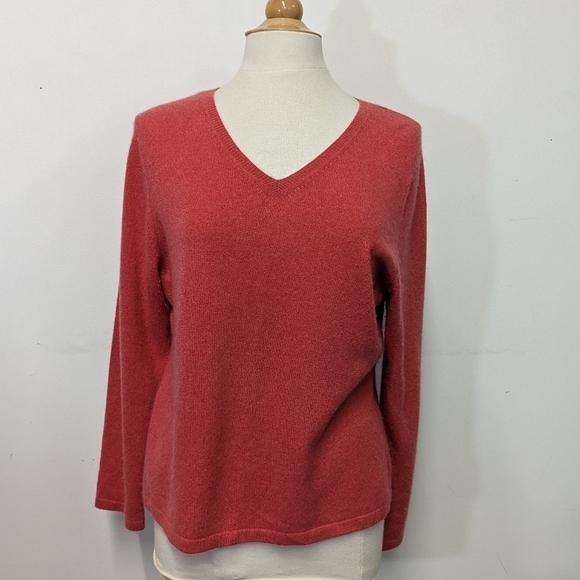 Charter Club Coral Cashmere V Neck Sweater 2 ply XL - Picture 9 of 10